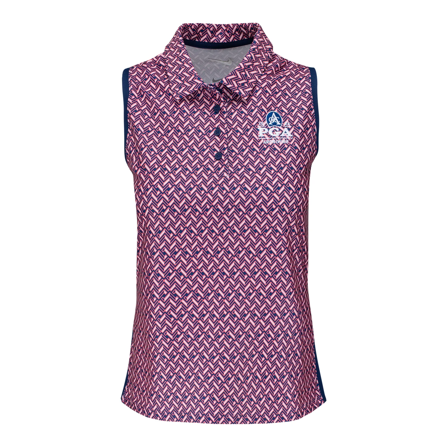 Nike 2026 PGA Championship Women's Victory Print Sleeveless Polo in Midnight Navy and White