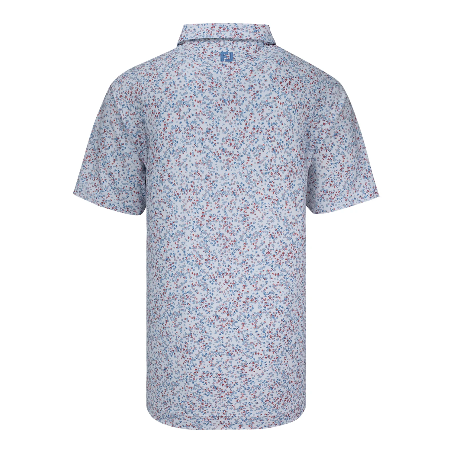 FootJoy 2026 PGA Championship Water Color Floral Pique Polo in White, Blue, and Nantucket Red - Image 3