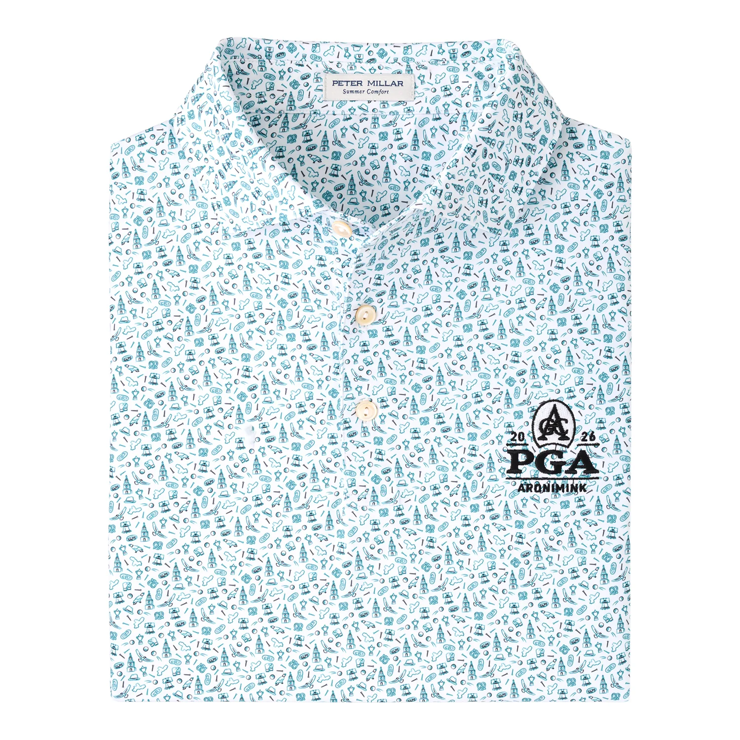 Peter Millar 2026 PGA Championship Philly Motif Pattern Polo in White
