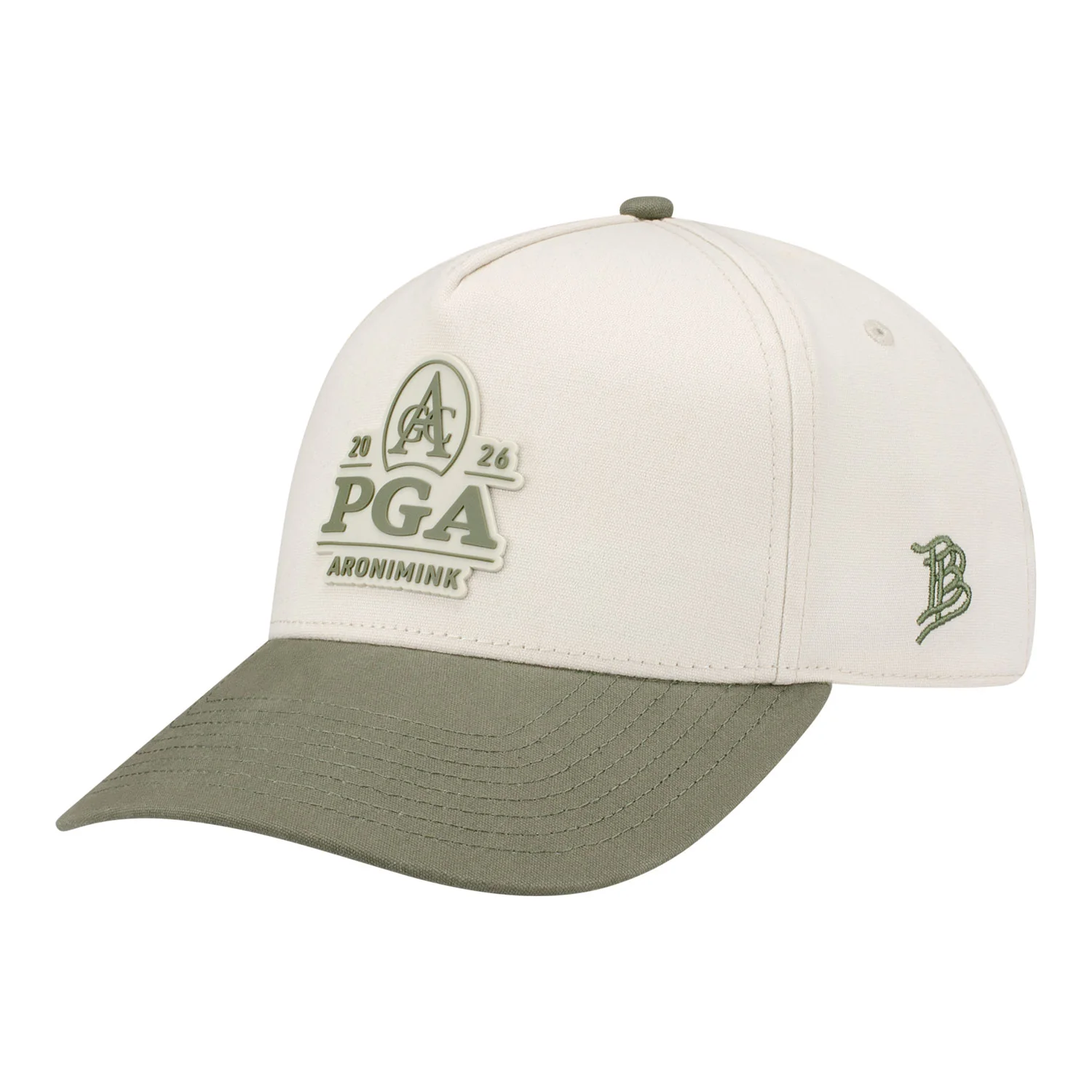 Branded Bills 2026 PGA Championship Curved 5 Panel Canvas Hat in Beige and Green